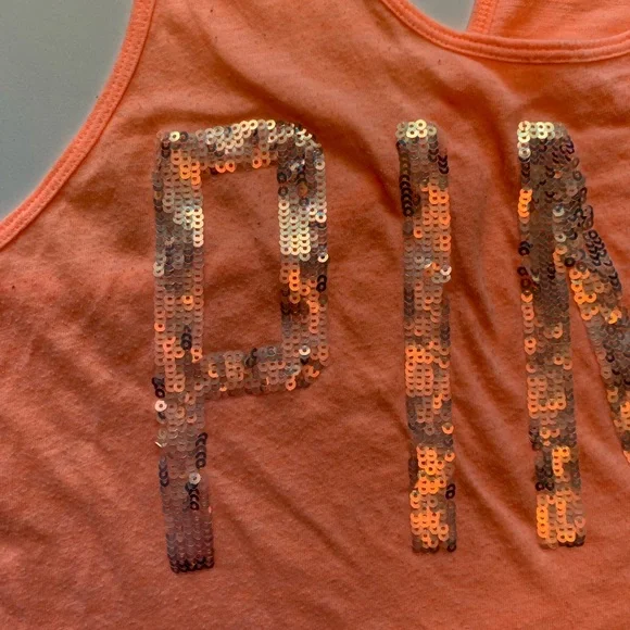 Victoria’s Secret PINK Fluorescent Orange Racer Back Tank Top - Picture 3 of 9